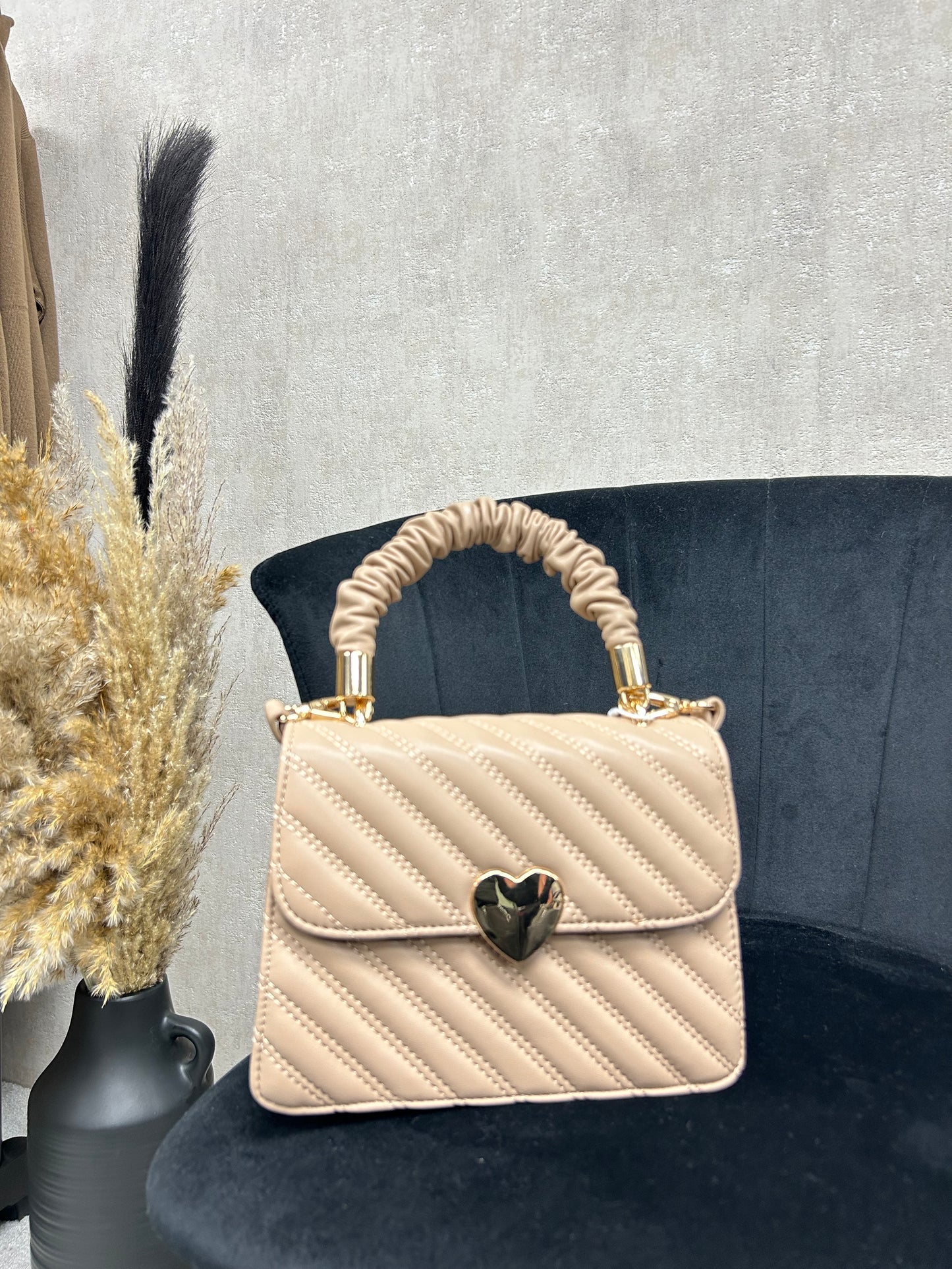 Quilted Ruffle Handle Bag
